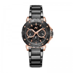 Alexandre Christie AC 9205 Rosegold Black Steel Lady BFBBRBA